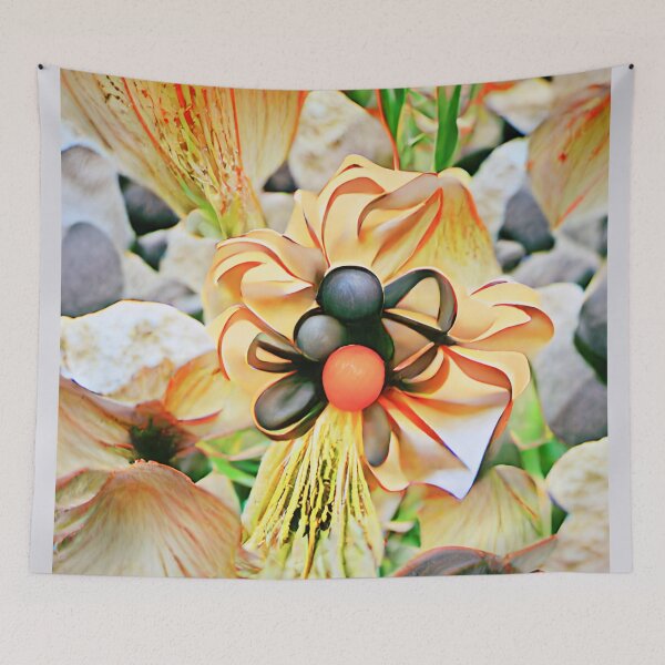 Item preview, Beige Black And Orange Abstract Flower Art | AI generated art designed and sold by DeevaValli.