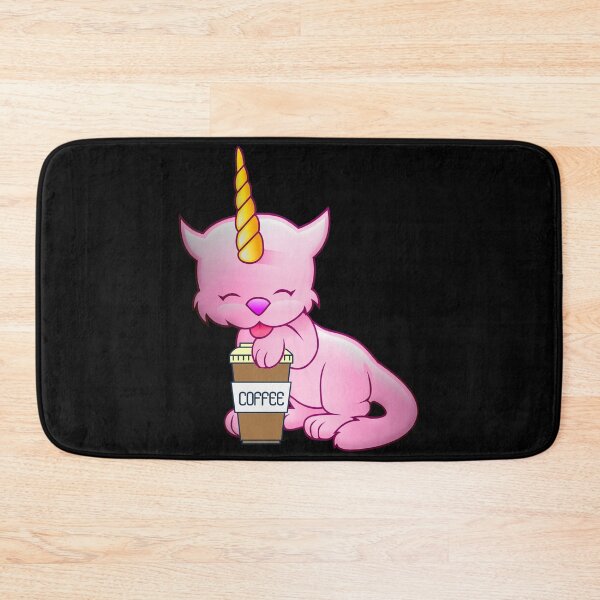 Item preview, CUTE PINK CAT UNICORN WITH COFFEE - Funny Cat Pictures with Funny Unicorn designed and sold by FunnyCatsFam.