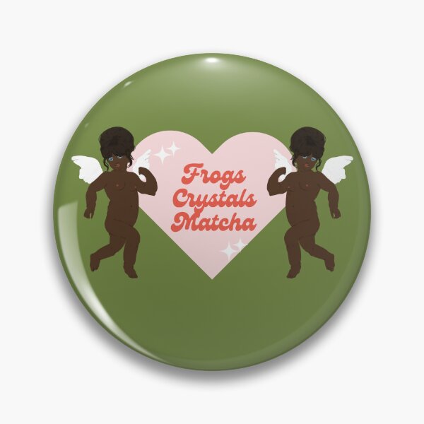 Item preview, frogs, crystals and matcha with black cherubs  designed and sold by whatmabeldid.