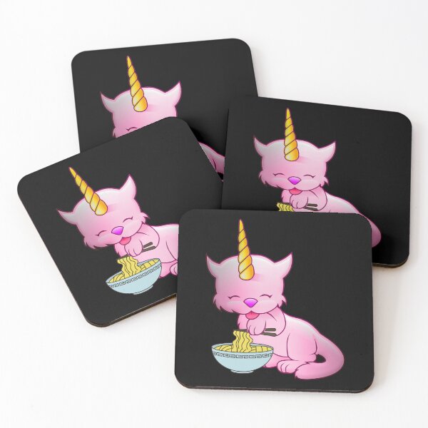 Item preview, CUTE PINK CAT UNICORN EATING RAMEN - Funny Cat Pictures with Funny Unicorn designed and sold by FunnyCatsFam.