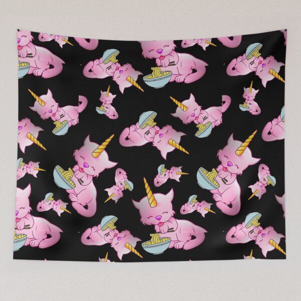 Item preview, CUTE PINK CAT UNICORN EATING RAMEN - Funny Cat Pictures with Funny Unicorn designed and sold by FunnyCatsFam.
