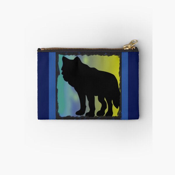 Item preview, Wolf With Northern Lights Graphic (Blue, Green, Yellow, Black) designed and sold by GladBlackLamb.