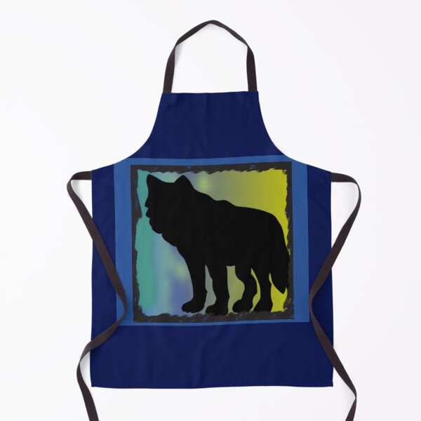 Item preview, Wolf With Northern Lights Graphic (Blue, Green, Yellow, Black) designed and sold by GladBlackLamb.