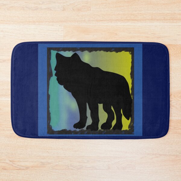 Item preview, Wolf With Northern Lights Graphic (Blue, Green, Yellow, Black) designed and sold by GladBlackLamb.