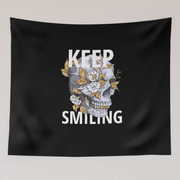 Item preview, Skull with Flowers Funny Saying Keep Smiling designed and sold by JanooFactory.