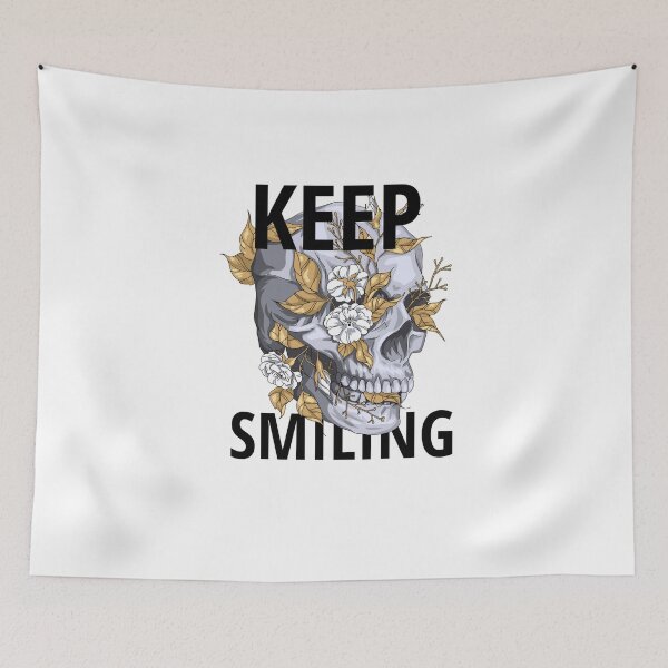 Item preview, Skull with Flowers Funny Saying Keep Smiling designed and sold by JanooFactory.
