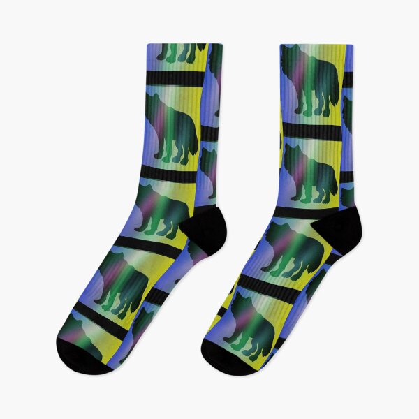 Item preview, Wolf Rainbow Aurora Borealis Graphic (Blue, Green, Yellow, Black) designed and sold by GladBlackLamb.