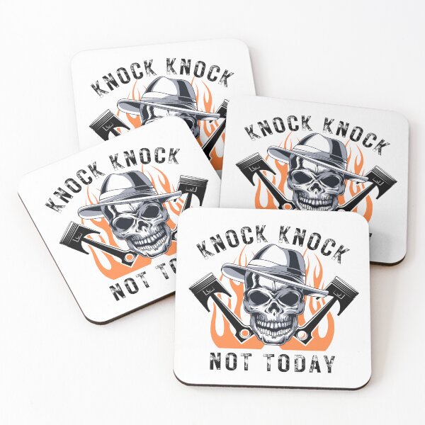 Item preview, Knock Knock Not Today Piston Rods Skull Flames Racing Cars Mechanic Race Car designed and sold by CarantinedChaos.