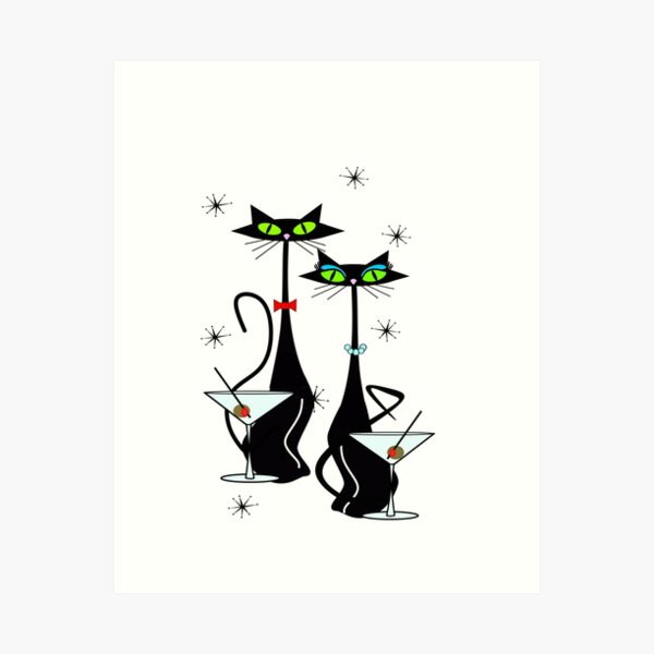 Item preview, MCM Atomic Cats Martini-Zeit designed and sold by BossAtomic.