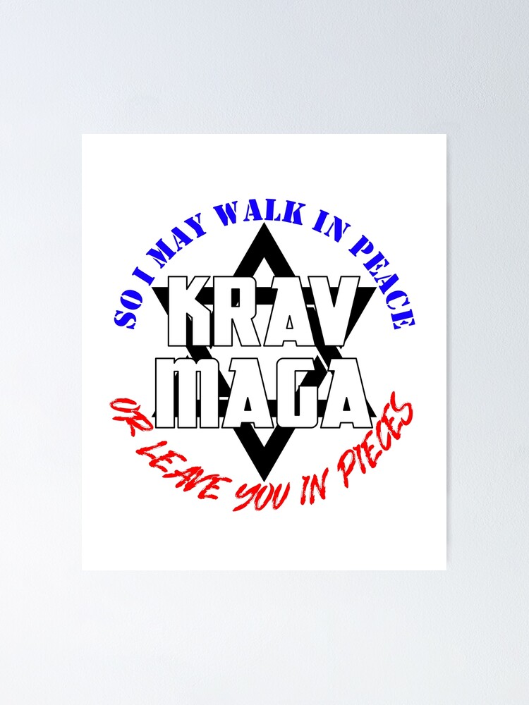 "Awesome Blue, White and Red Krav Maga Israeli Combat Design" Poster
