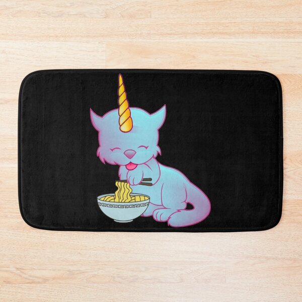 Item preview, CUTE BLUE AND PINK CAT UNICORN EATING RAMEN - Funny Cat Pictures with Funny Unicorn designed and sold by FunnyCatsFam.