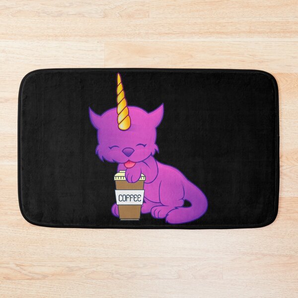 Item preview, CUTE PURPLE CAT UNICORN DRINKING COFFEE - Funny Cat Pictures with Funny Unicorn designed and sold by FunnyCatsFam.