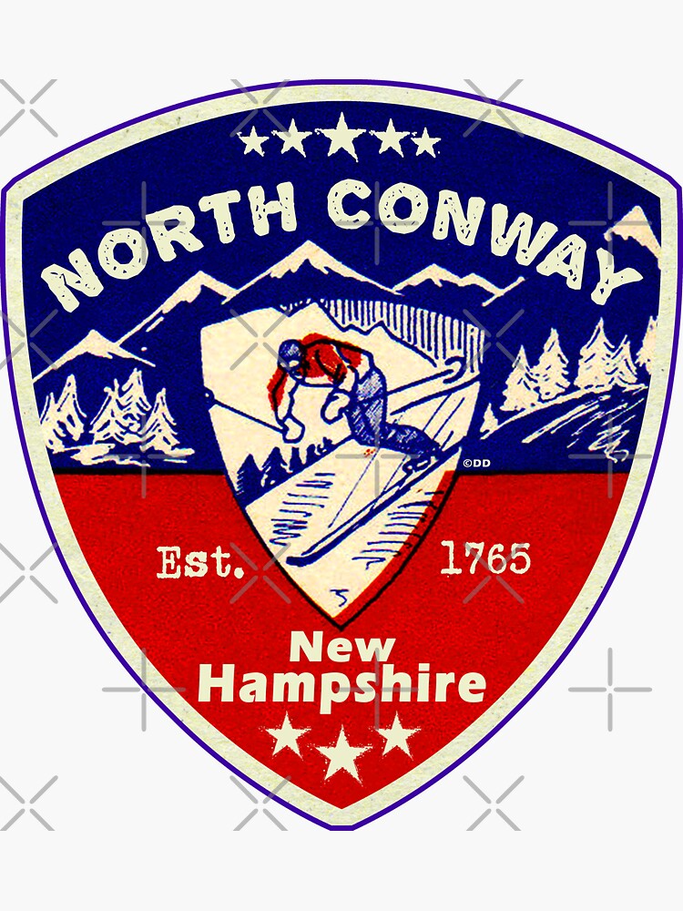 "North Conway New Hampshire Skiing Ski Mountains Skier NH" Sticker for
