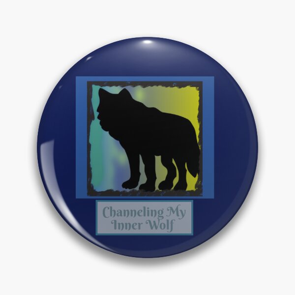 Item preview, Channeling My Inner Wolf Graphic (Northern Lights Blue, Green, Yellow, Black) designed and sold by GladBlackLamb.