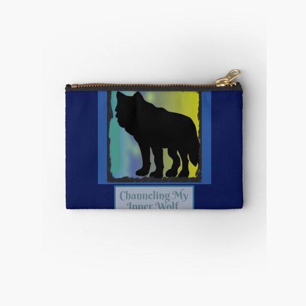 Item preview, Channeling My Inner Wolf Graphic (Northern Lights Blue, Green, Yellow, Black) designed and sold by GladBlackLamb.
