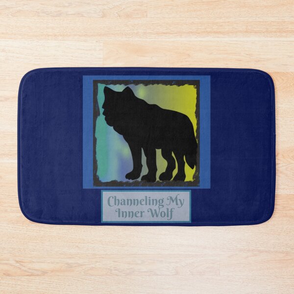 Item preview, Channeling My Inner Wolf Graphic (Northern Lights Blue, Green, Yellow, Black) designed and sold by GladBlackLamb.