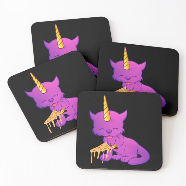 Item preview, CUTE PURPLE CAT UNICORN EATING PIZZA - Funny Cat Pictures with Funny Unicorn designed and sold by FunnyCatsFam.