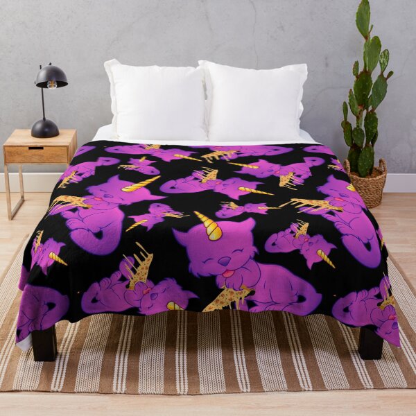 Item preview, CUTE PURPLE CAT UNICORN EATING PIZZA - Funny Cat Pictures with Funny Unicorn designed and sold by FunnyCatsFam.