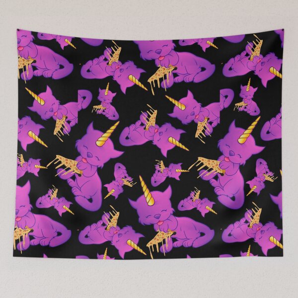 Item preview, CUTE PURPLE CAT UNICORN EATING PIZZA - Funny Cat Pictures with Funny Unicorn designed and sold by FunnyCatsFam.