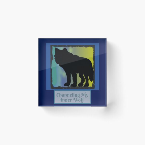 Item preview, Channeling My Inner Wolf Graphic (Northern Lights Blue, Green, Yellow, Black) designed and sold by GladBlackLamb.