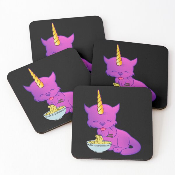 Item preview, CUTE PURPLE CAT UNICORN EATING RAMEN - Funny Cat Pictures with Funny Unicorn designed and sold by FunnyCatsFam.