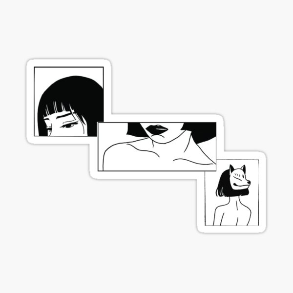 Grunge Girl Black and white Sticker