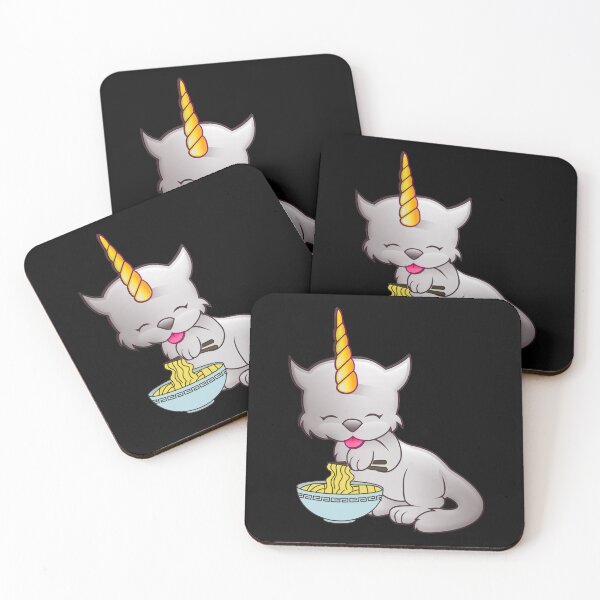 Item preview, CUTE GREY CAT UNICORN EATING RAMEN- Funny Cat Pictures with Funny Unicorn designed and sold by FunnyCatsFam.