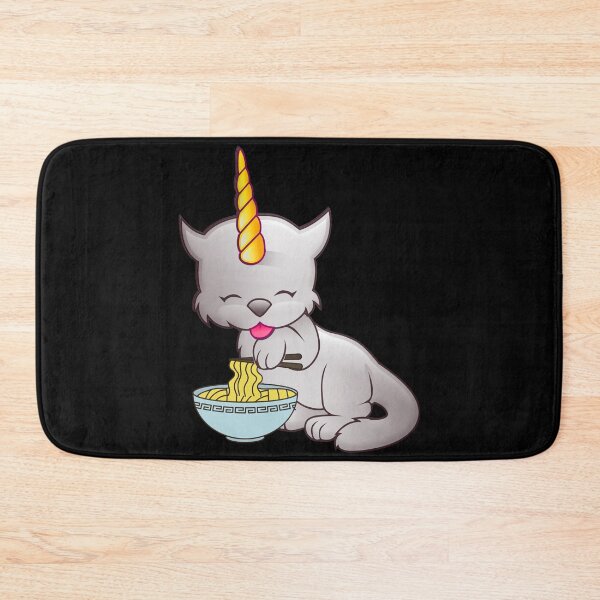 Item preview, CUTE GREY CAT UNICORN EATING RAMEN- Funny Cat Pictures with Funny Unicorn designed and sold by FunnyCatsFam.