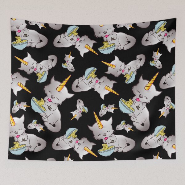 Item preview, CUTE GREY CAT UNICORN EATING RAMEN- Funny Cat Pictures with Funny Unicorn designed and sold by FunnyCatsFam.