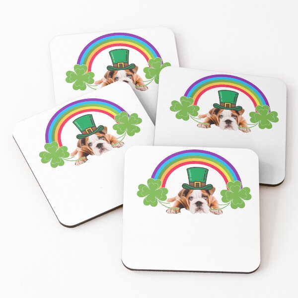 Item preview, A rainbow luck of the irish bulldog design.  A lucky charm design for english bull dogovers who love all things irish.  A gift for bulldog owners who love st patricks day. designed and sold by Doggymadness.