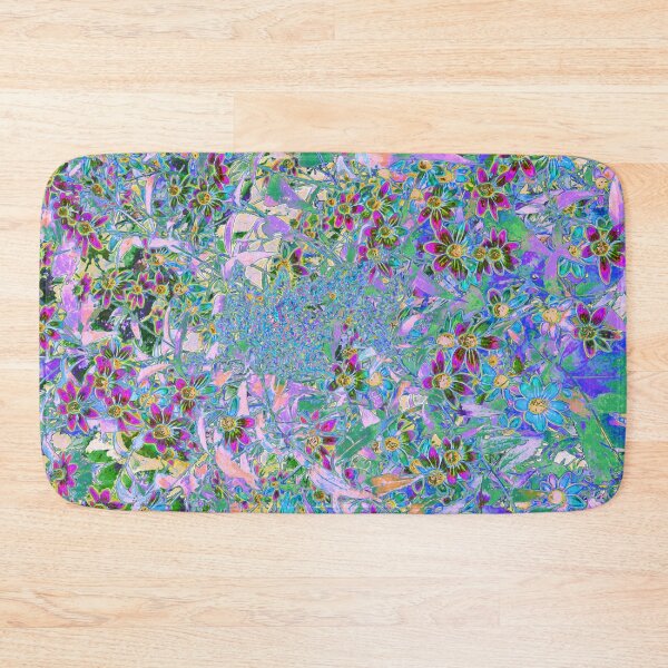 Item preview, Retro Purple, Green and Blue Wildflowers on Pink designed and sold by myrubiogarden.