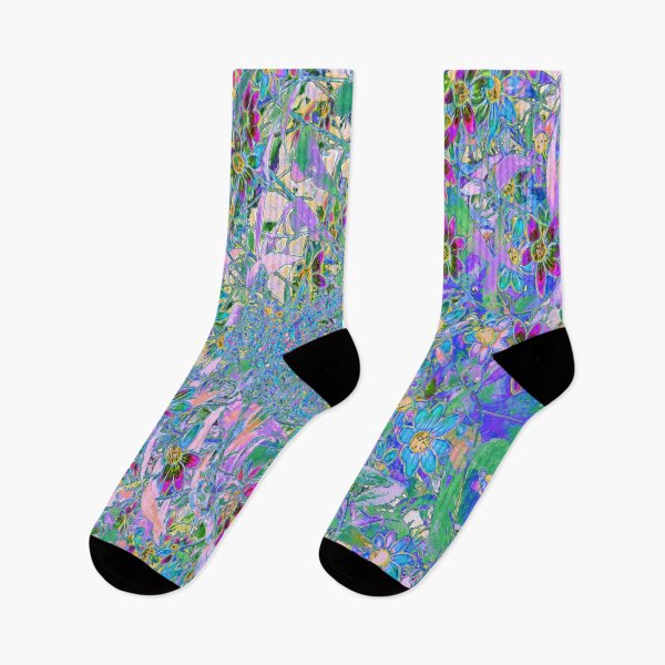 Item preview, Retro Purple, Green and Blue Wildflowers on Pink designed and sold by myrubiogarden.