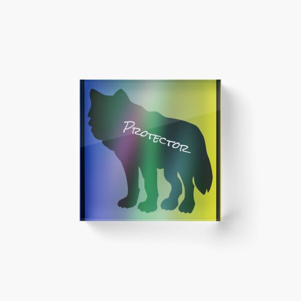 Item preview, Wolf Protector Alter--Rainbow Aurora Borealis Graphic (Blue, Green, Yellow, Black) designed and sold by GladBlackLamb.