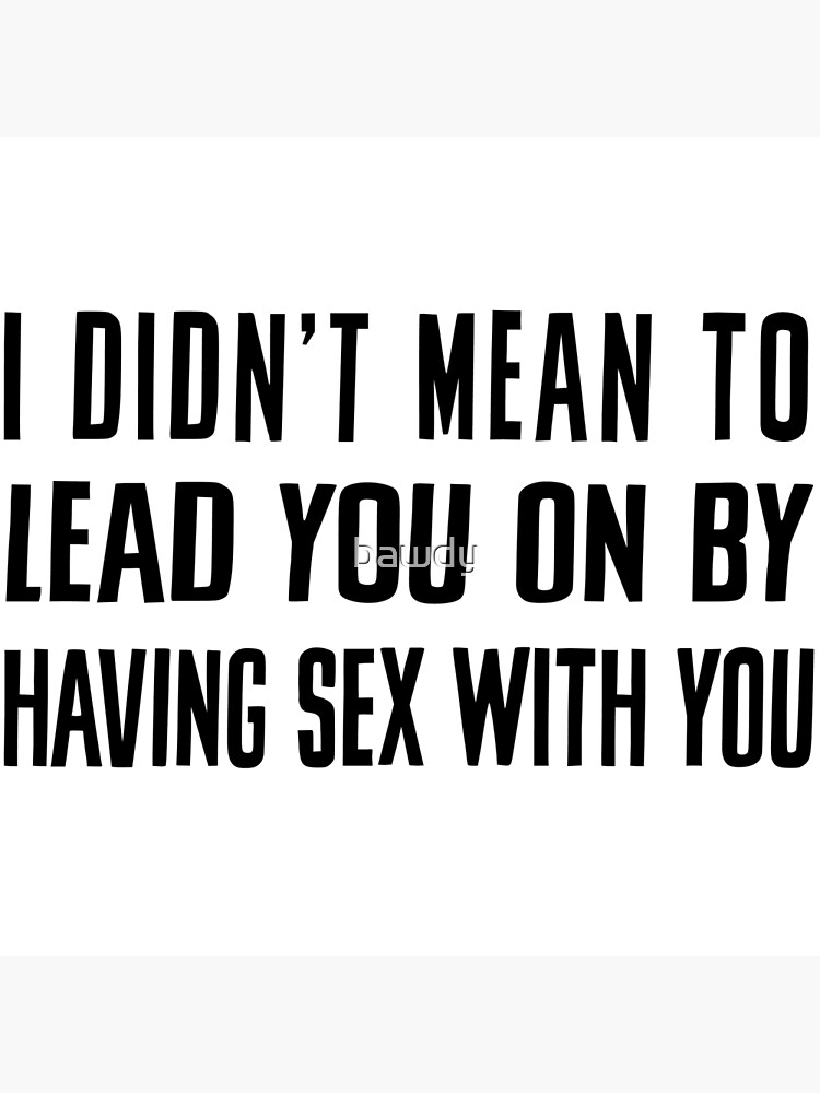 I Didnt Mean To Lead You On By Having Sex With You Poster By Bawdy Redbubble