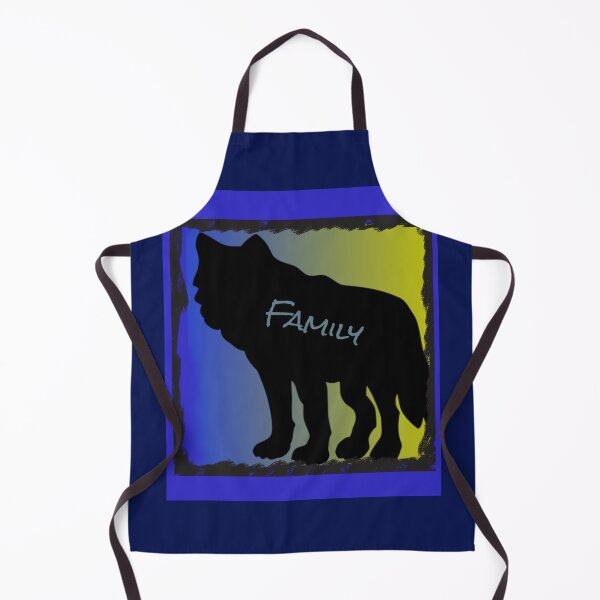 Item preview, Family, Wolf With Northern Lights Graphic (Blue, Yellow, Black) designed and sold by GladBlackLamb.