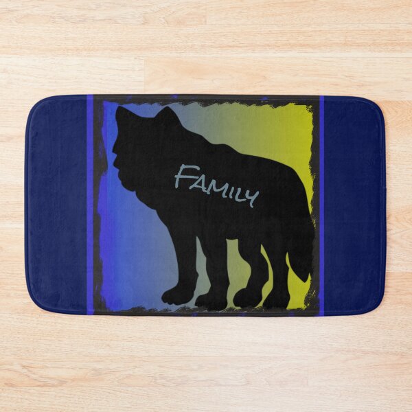Item preview, Family, Wolf With Northern Lights Graphic (Blue, Yellow, Black) designed and sold by GladBlackLamb.