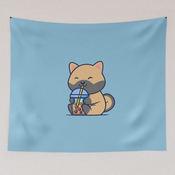Item preview, cute shiba inu dog drinking tea designed and sold by senouz.