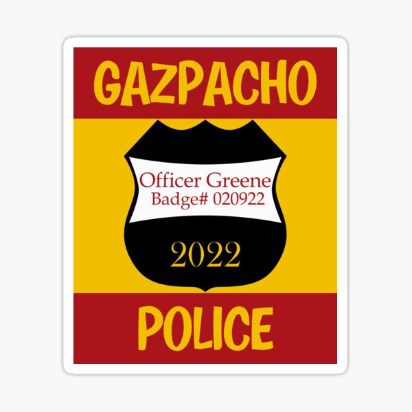 Vista previa del artículo con la obra «Oficial Greene Gazpacho Policía», diseñado y vendido por PeachesMommy.