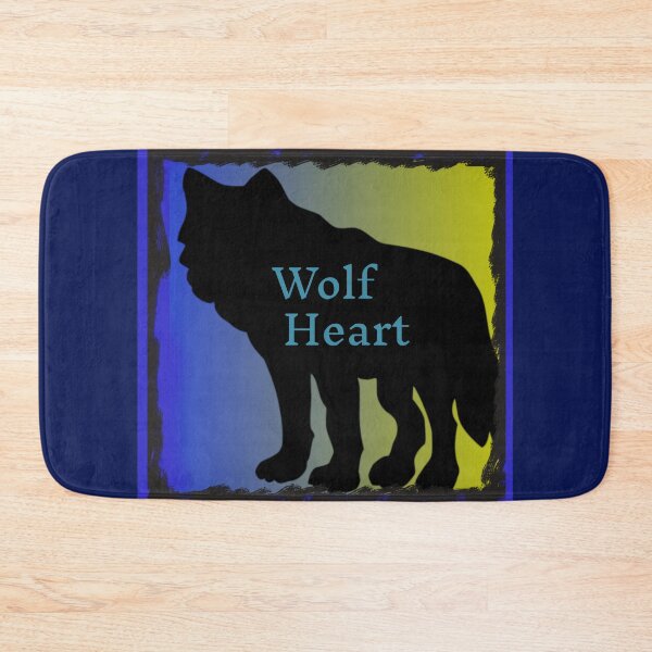 Item preview, Wolf Heart and Northern Lights Graphic (Blue, Yellow, Black) designed and sold by GladBlackLamb.