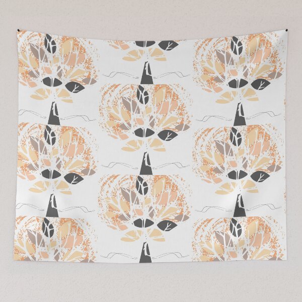 Item preview, Beige black and orange abstract flower art |  designed and sold by Vicsdesignsart.