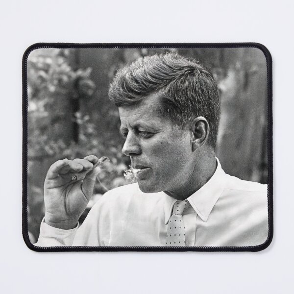 Item preview, JFK Smoking Weed, Black and White, Vintage Art designed and sold by modernretro.