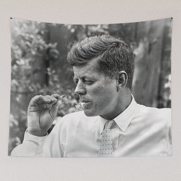 Item preview, JFK Smoking Weed, Black and White, Vintage Art designed and sold by modernretro.
