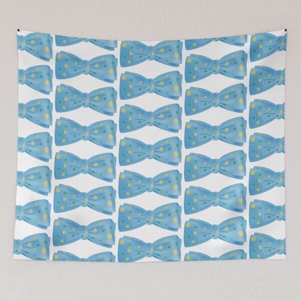 Item preview, Sky Blue Bow Tie with Green and Yellow Polka Dots Illustration designed and sold by BaggyYogaPants.