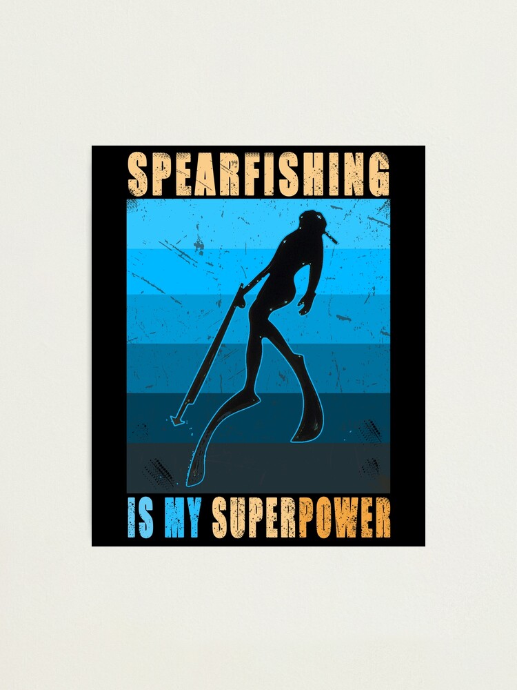 Spearfishing is my superpower blue color palette Retro vintage -  spearfishing - freediving lovers gift idea | Photographic Print
