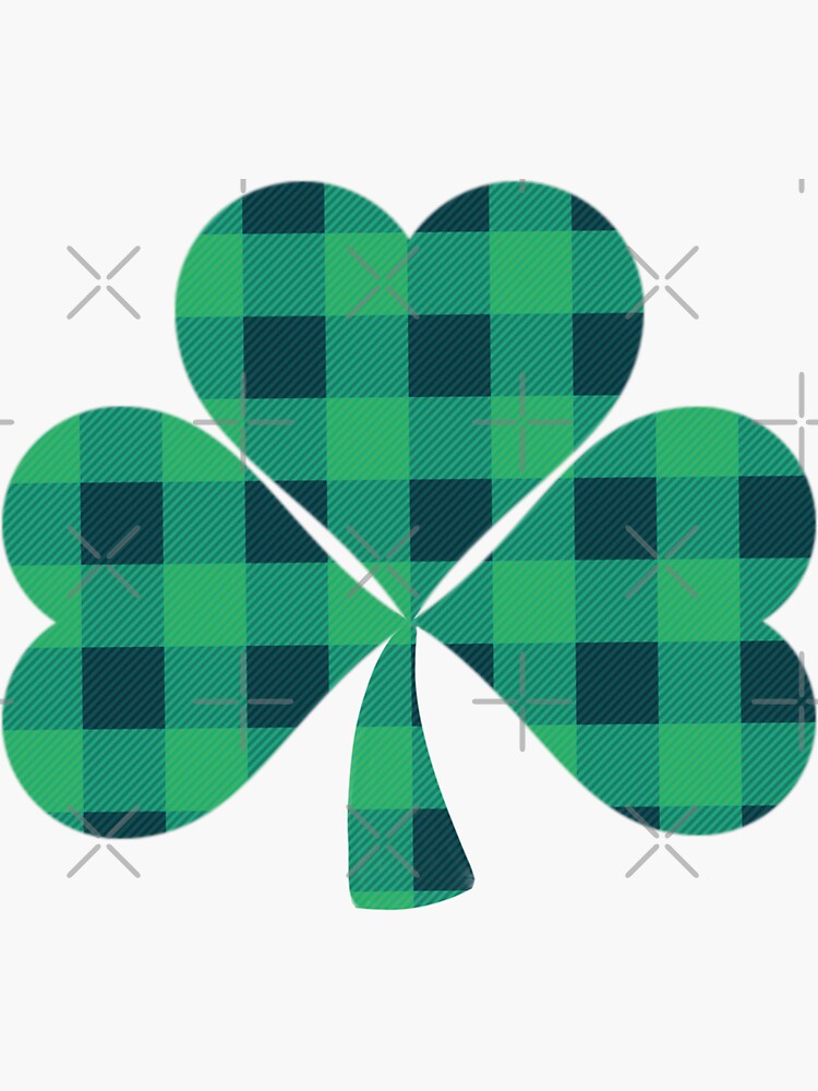 Green plaid shamrock, lucky clover, St. Patrick day design