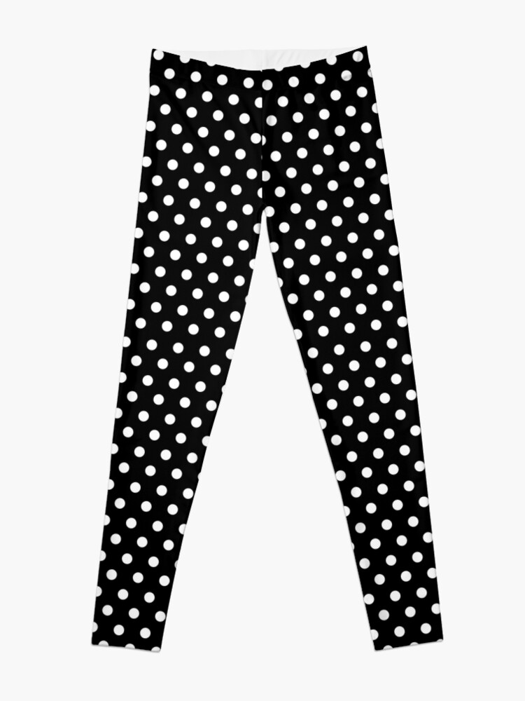 Alternate view of Retro black and white polka dot pattern Leggings