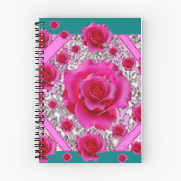 Item preview, FUCHSIA PINK ROSE GARDEN TEAL ART ABSTRACT   designed and sold by sharlesart.