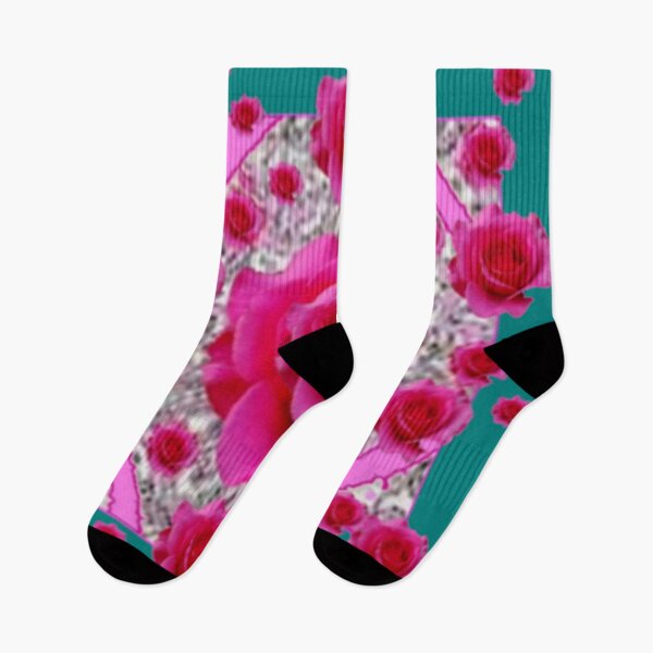 Item preview, FUCHSIA PINK ROSE GARDEN TEAL ART ABSTRACT   designed and sold by sharlesart.