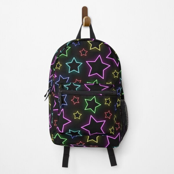 Item preview, Bright colorful neon stars on black background designed and sold by pixxart.