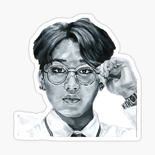 Jimin Monochromatic Portrait Sticker